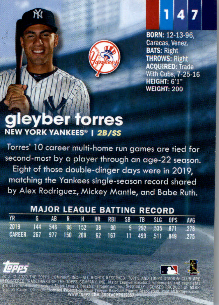 2020 Stadium Club (Topps) Baseball "Main Set" Cards #1 to #150 Rookies and Vets - Picture 277 of 281
