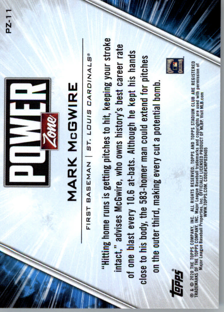 2020 Stadium Club (Topps) Baseball "Power Zone" Insert and Parallel Cards - Bild 5 von 5