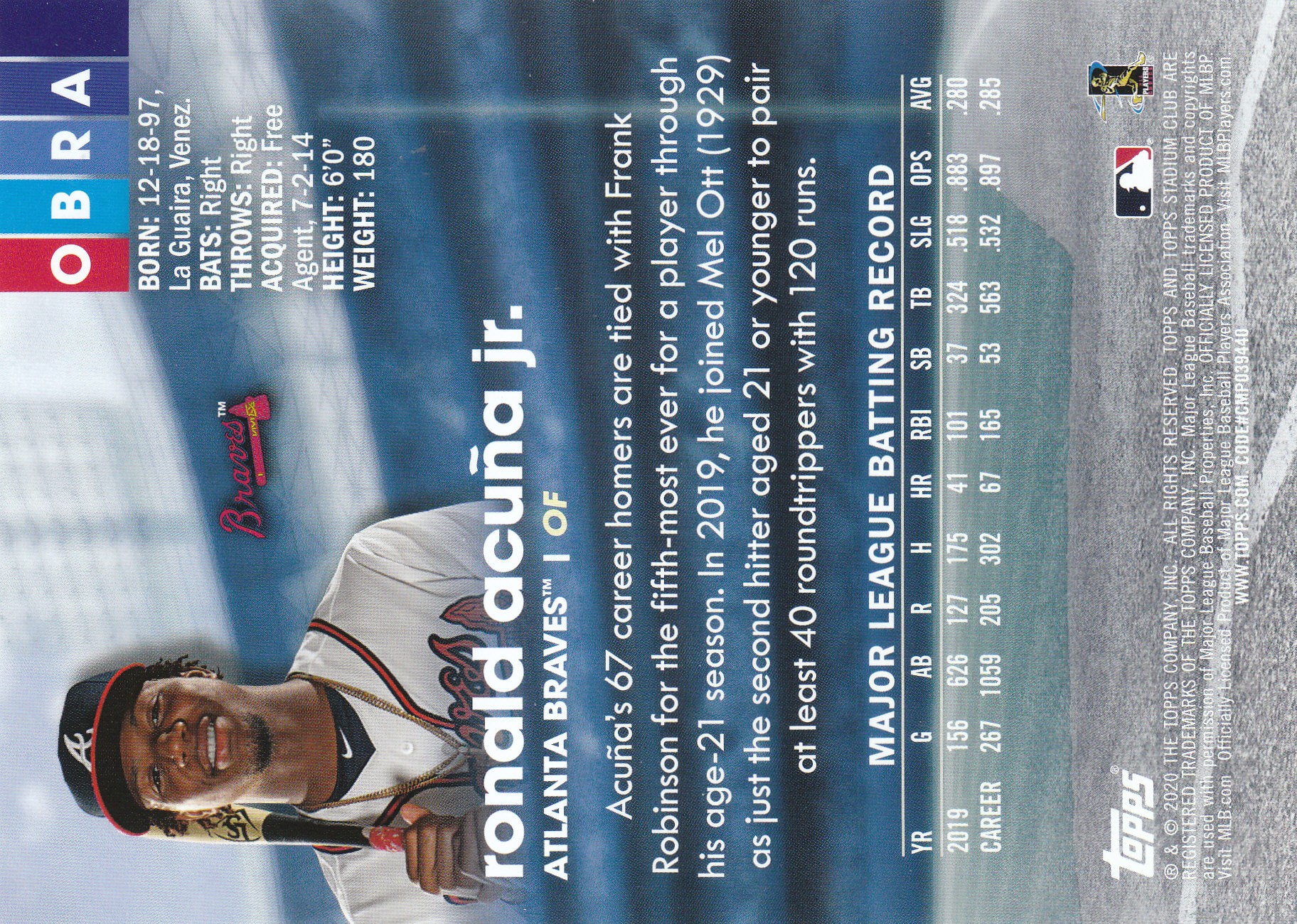 2020 Stadium Club (Topps) Baseball "Oversized Box Toppers" Insert Cards