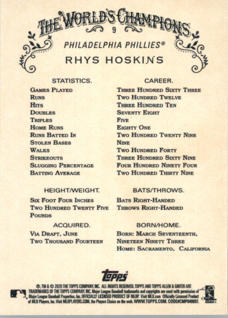 2020 Allen and Ginter (Topps) Baseball "Main Set" Base Cards #1 to #250 - Picture 19 of 467