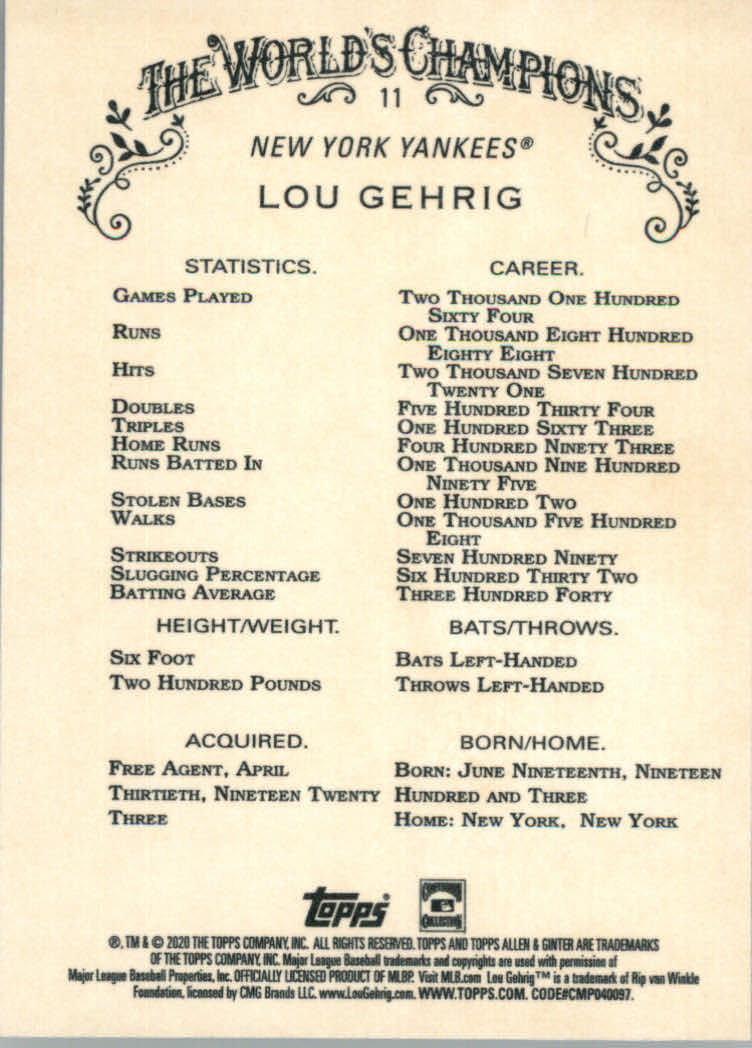 2020 Allen and Ginter (Topps) Baseball "Main Set" Base Cards #1 to #250 - Picture 23 of 467