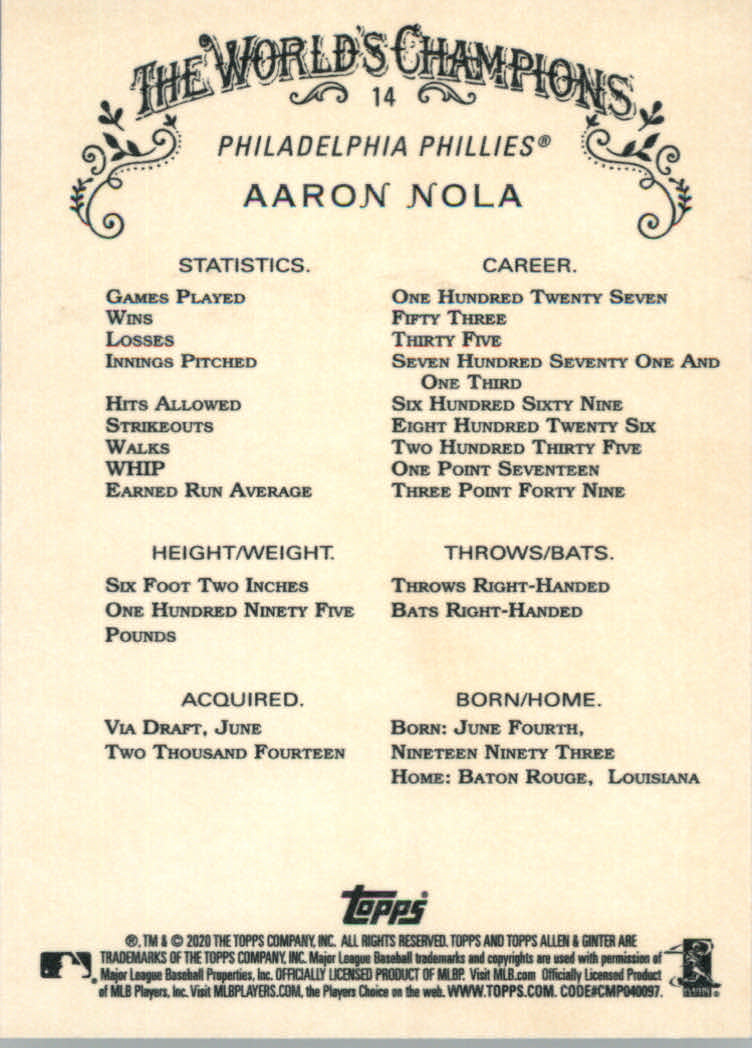 2020 Allen and Ginter (Topps) Baseball "Main Set" Base Cards #1 to #250 - Picture 29 of 467