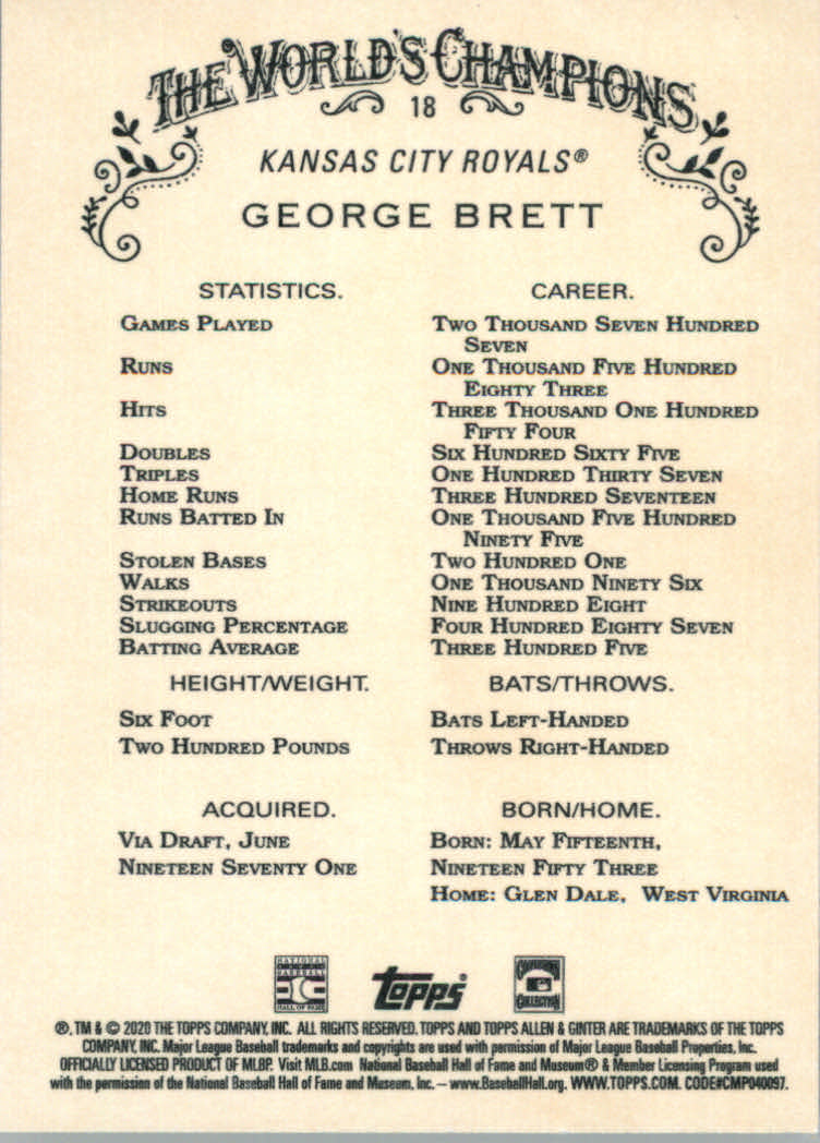 2020 Allen and Ginter (Topps) Baseball "Main Set" Base Cards #1 to #250 - Picture 35 of 467