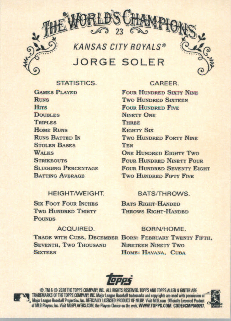 2020 Allen and Ginter (Topps) Baseball "Main Set" Base Cards #1 to #250 - Picture 45 of 467