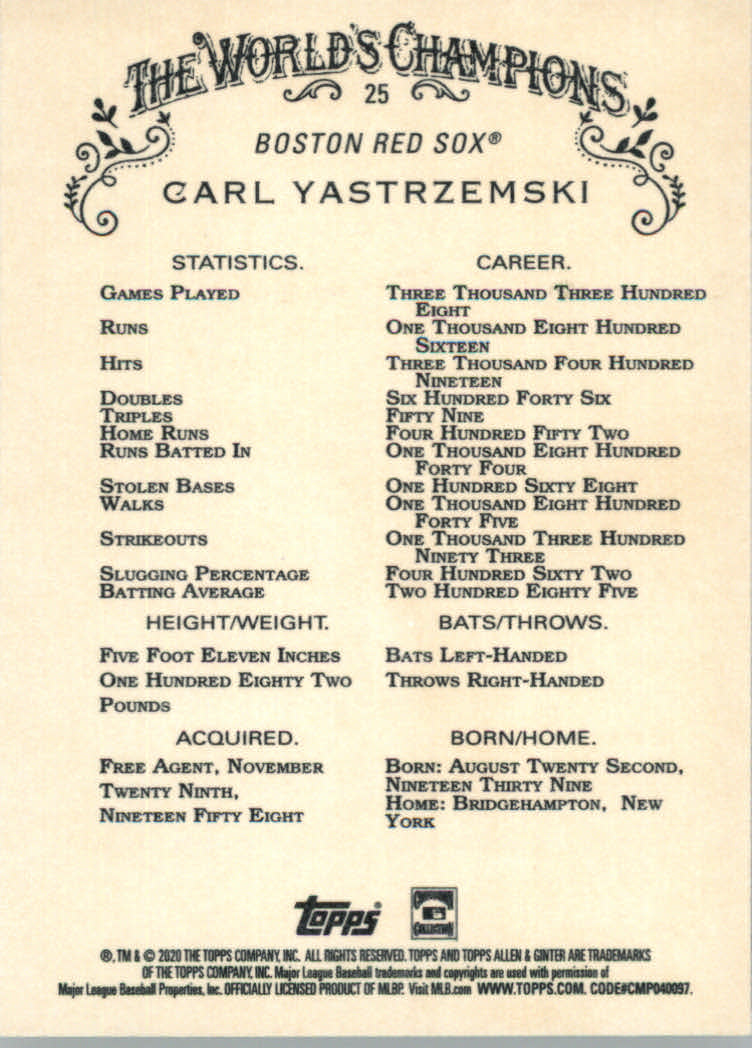 2020 Allen and Ginter (Topps) Baseball "Main Set" Base Cards #1 to #250 - Picture 47 of 467