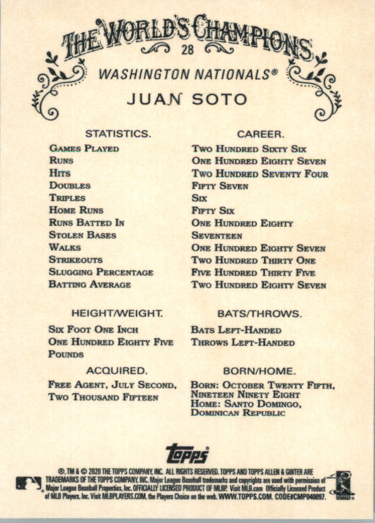 2020 Allen and Ginter (Topps) Baseball "Main Set" Base Cards #1 to #250 - Picture 53 of 467