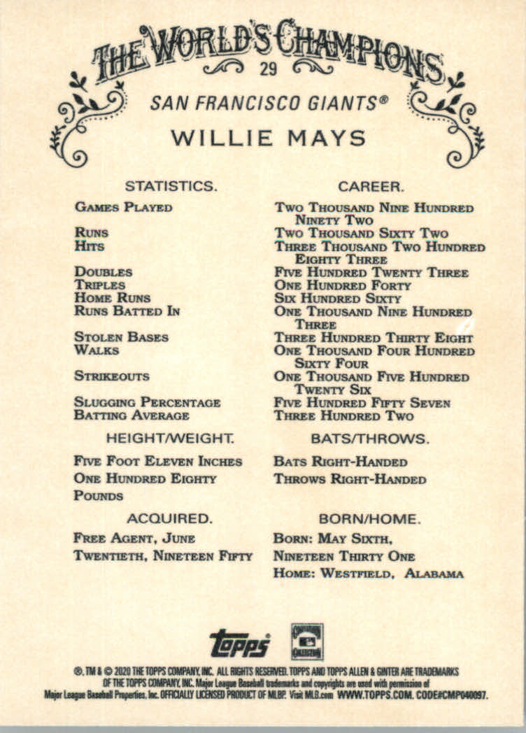 2020 Allen and Ginter (Topps) Baseball "Main Set" Base Cards #1 to #250 - Picture 55 of 467