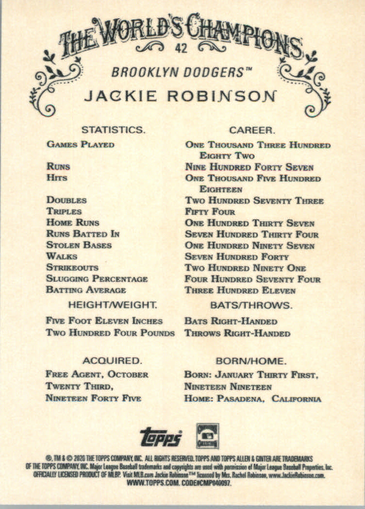 2020 Allen and Ginter (Topps) Baseball "Main Set" Base Cards #1 to #250 - Picture 77 of 467