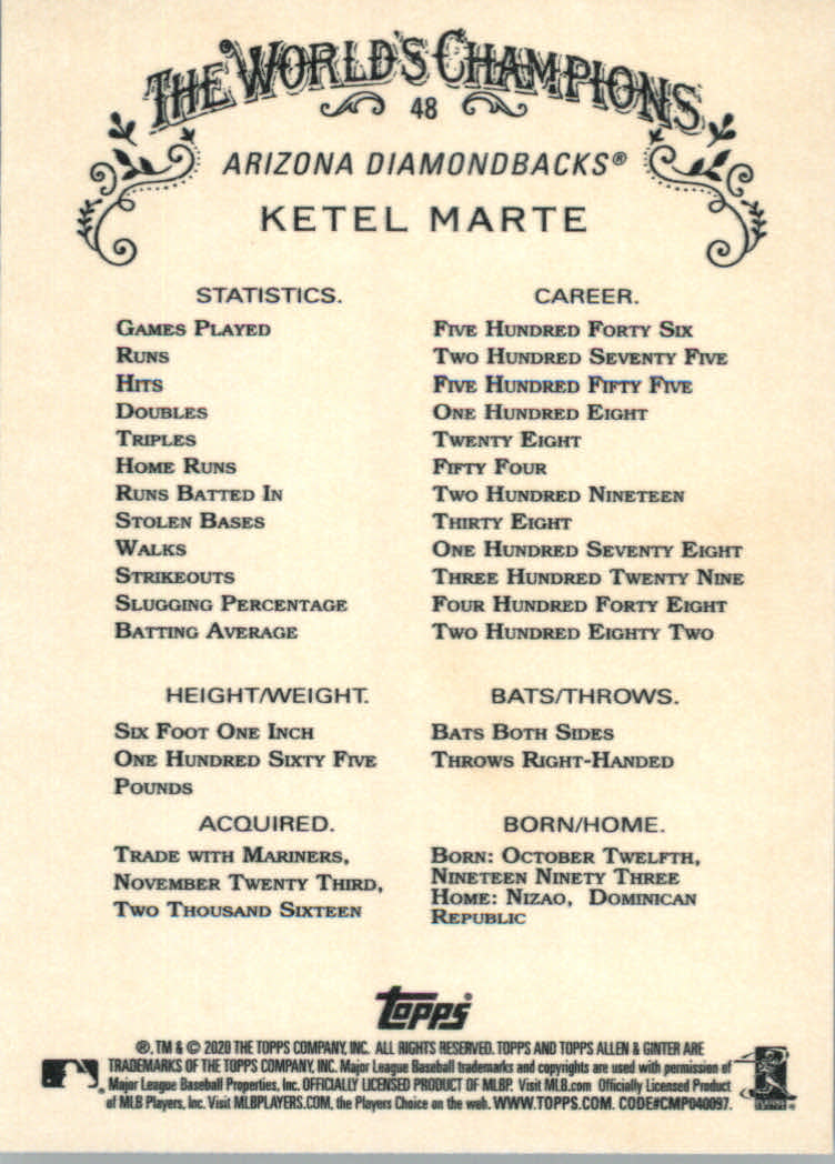 2020 Allen and Ginter (Topps) Baseball "Main Set" Base Cards #1 to #250 - Picture 89 of 467