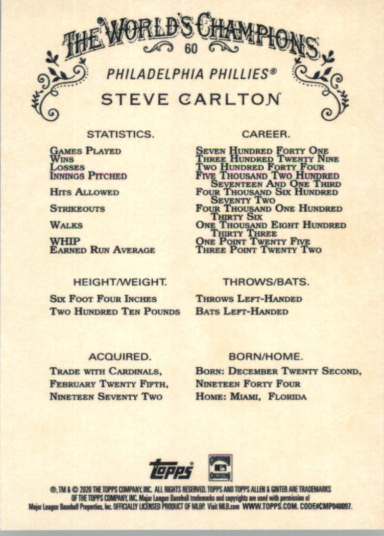 2020 Allen and Ginter (Topps) Baseball "Main Set" Base Cards #1 to #250 - Picture 111 of 467