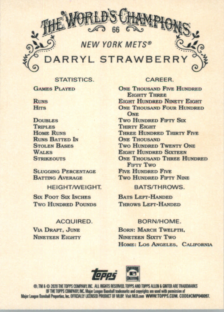 2020 Allen and Ginter (Topps) Baseball "Main Set" Base Cards #1 to #250 - Picture 119 of 467