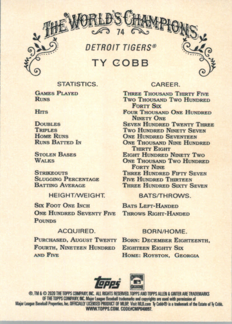 2020 Allen and Ginter (Topps) Baseball "Main Set" Base Cards #1 to #250 - Picture 131 of 467