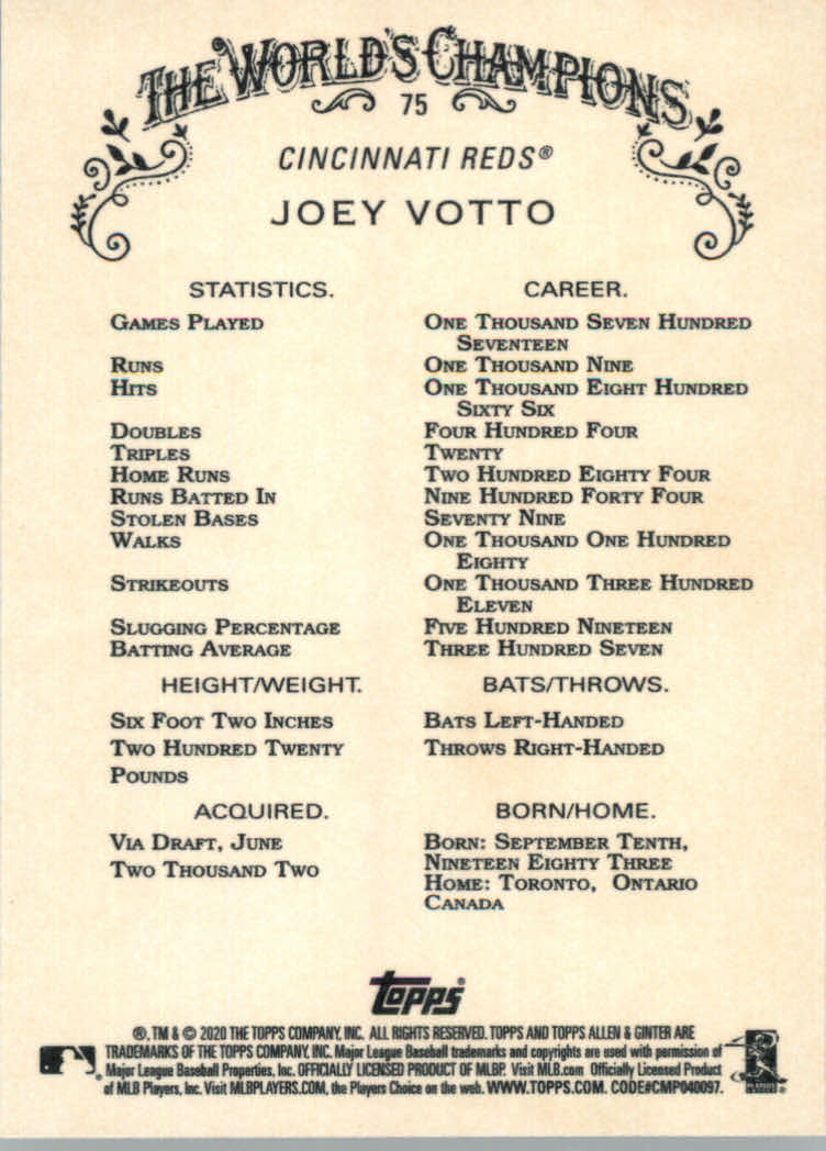 2020 Allen and Ginter (Topps) Baseball "Main Set" Base Cards #1 to #250 - Picture 133 of 467