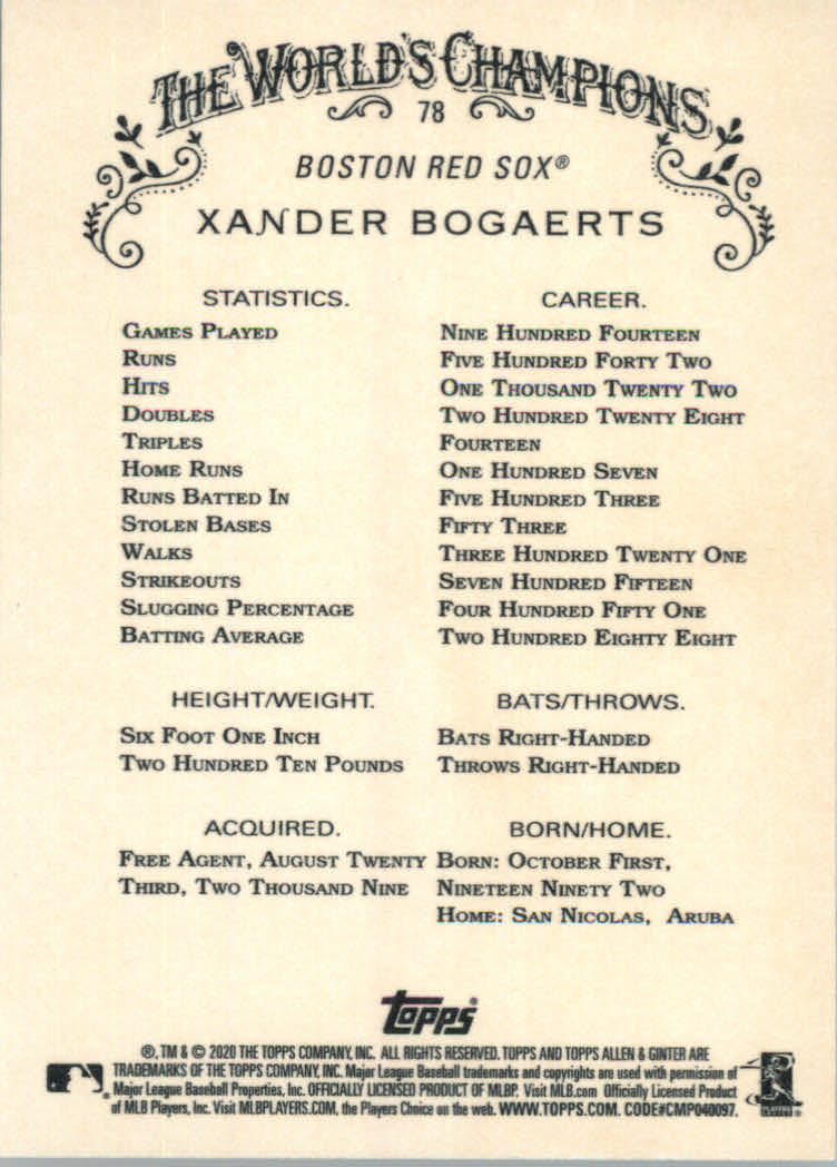 2020 Allen and Ginter (Topps) Baseball "Main Set" Base Cards #1 to #250 - Picture 139 of 467