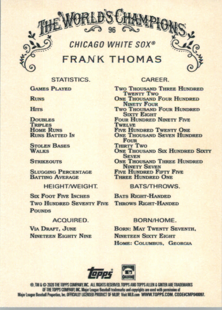 2020 Allen and Ginter (Topps) Baseball "Main Set" Base Cards #1 to #250 - Picture 171 of 467