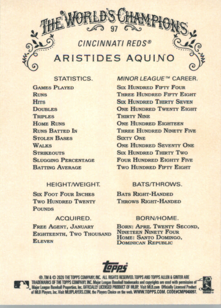 2020 Allen and Ginter (Topps) Baseball "Main Set" Base Cards #1 to #250 - Picture 173 of 467