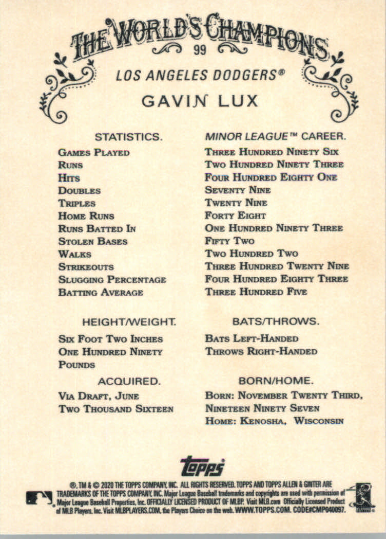 2020 Allen and Ginter (Topps) Baseball "Main Set" Base Cards #1 to #250 - Picture 175 of 467