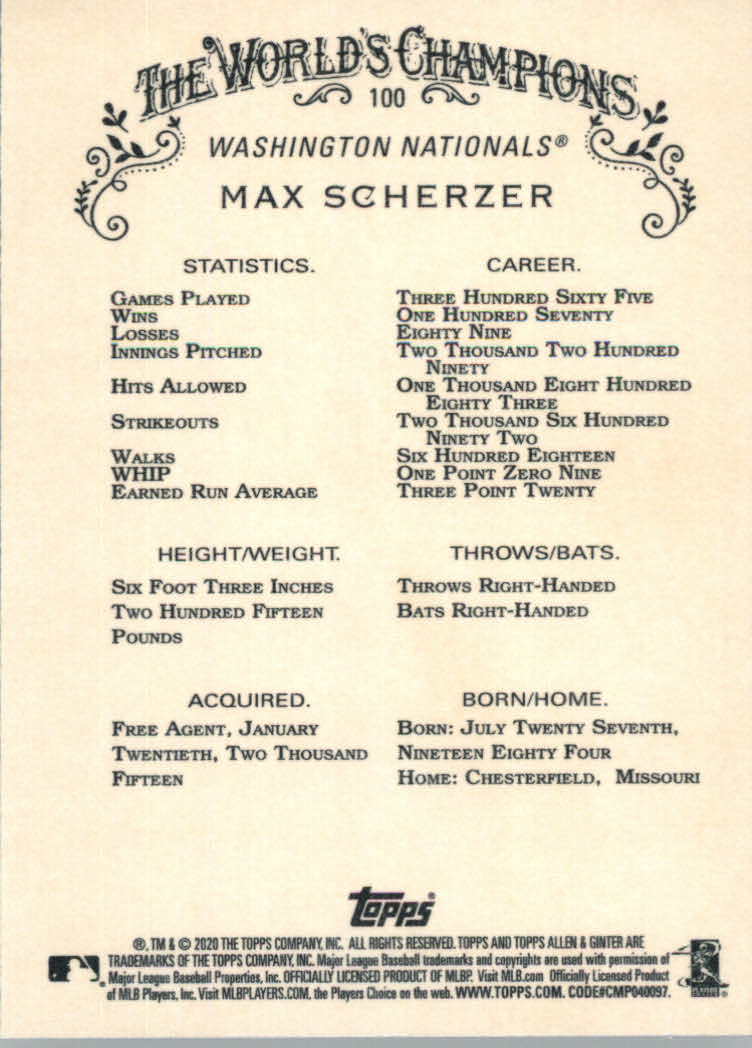 2020 Allen and Ginter (Topps) Baseball "Main Set" Base Cards #1 to #250 - Picture 177 of 467