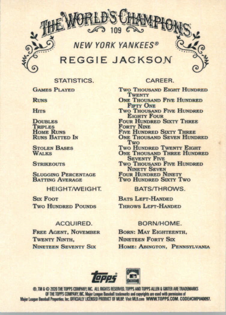 2020 Allen and Ginter (Topps) Baseball "Main Set" Base Cards #1 to #250 - Picture 195 of 467