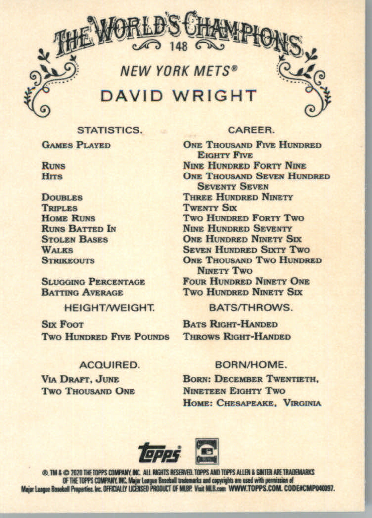 2020 Allen and Ginter (Topps) Baseball "Main Set" Base Cards #1 to #250 - Picture 265 of 467