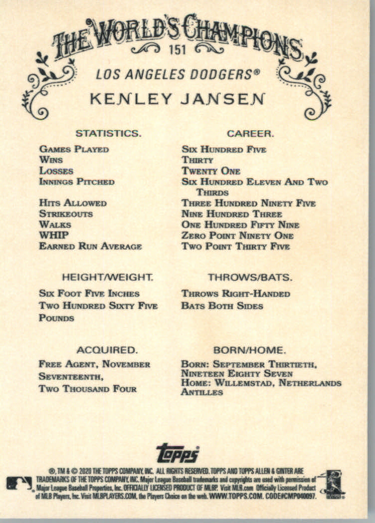 2020 Allen and Ginter (Topps) Baseball "Main Set" Base Cards #1 to #250 - Picture 271 of 467