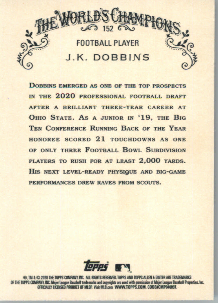 2020 Allen and Ginter (Topps) Baseball "Main Set" Base Cards #1 to #250 - Picture 273 of 467