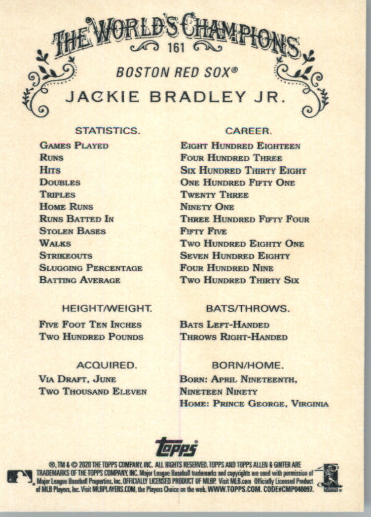 2020 Allen and Ginter (Topps) Baseball "Main Set" Base Cards #1 to #250 - Picture 291 of 467