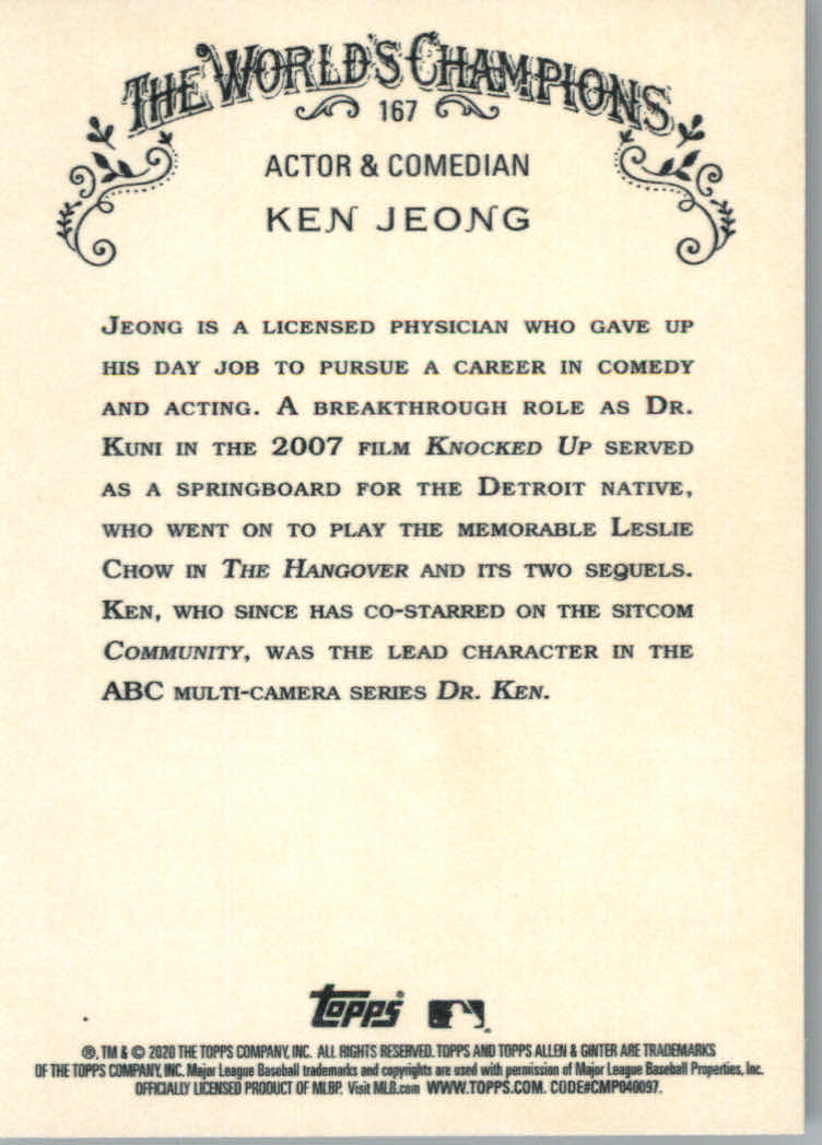 2020 Allen and Ginter (Topps) Baseball "Main Set" Base Cards #1 to #250 - Picture 303 of 467