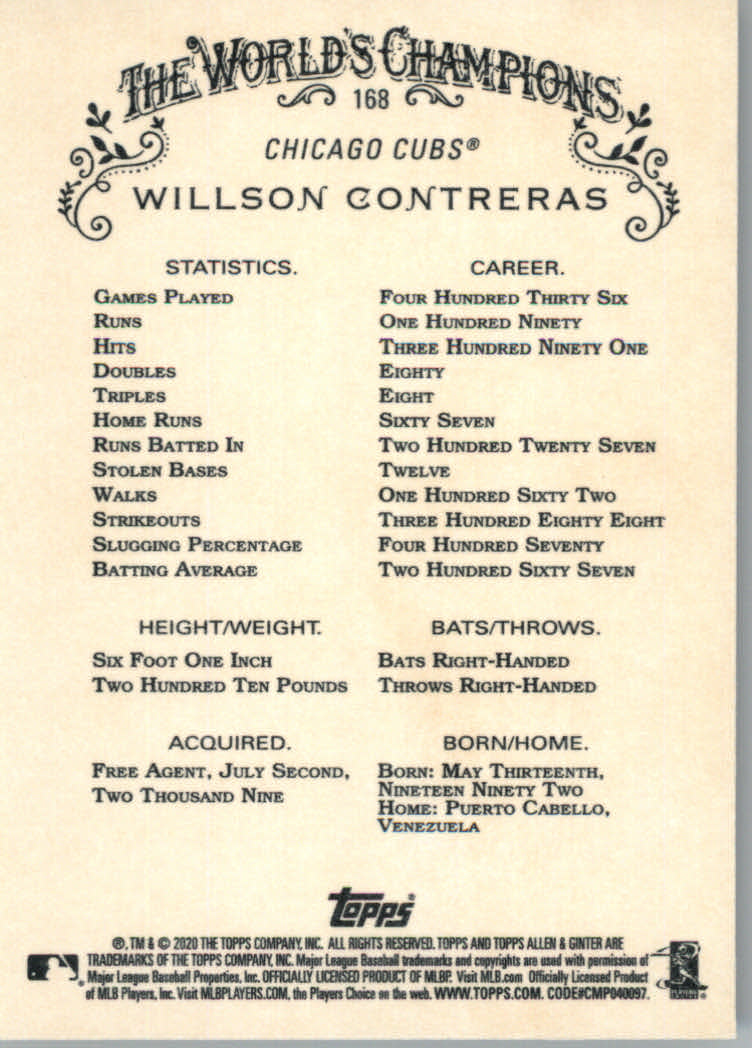 2020 Allen and Ginter (Topps) Baseball "Main Set" Base Cards #1 to #250 - Picture 305 of 467