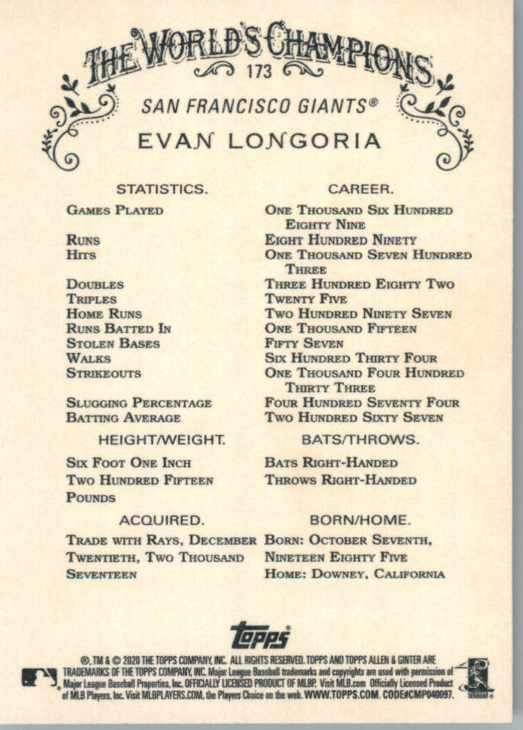 2020 Allen and Ginter (Topps) Baseball "Main Set" Base Cards #1 to #250 - Picture 313 of 467