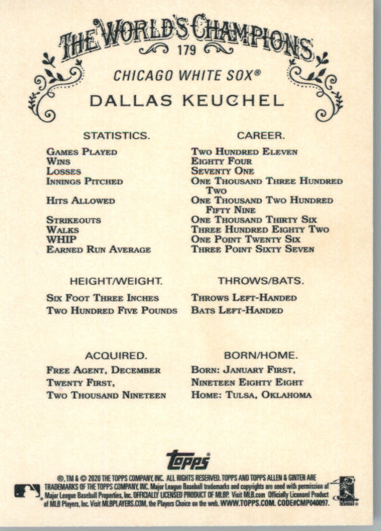 2020 Allen and Ginter (Topps) Baseball "Main Set" Base Cards #1 to #250 - Picture 325 of 467