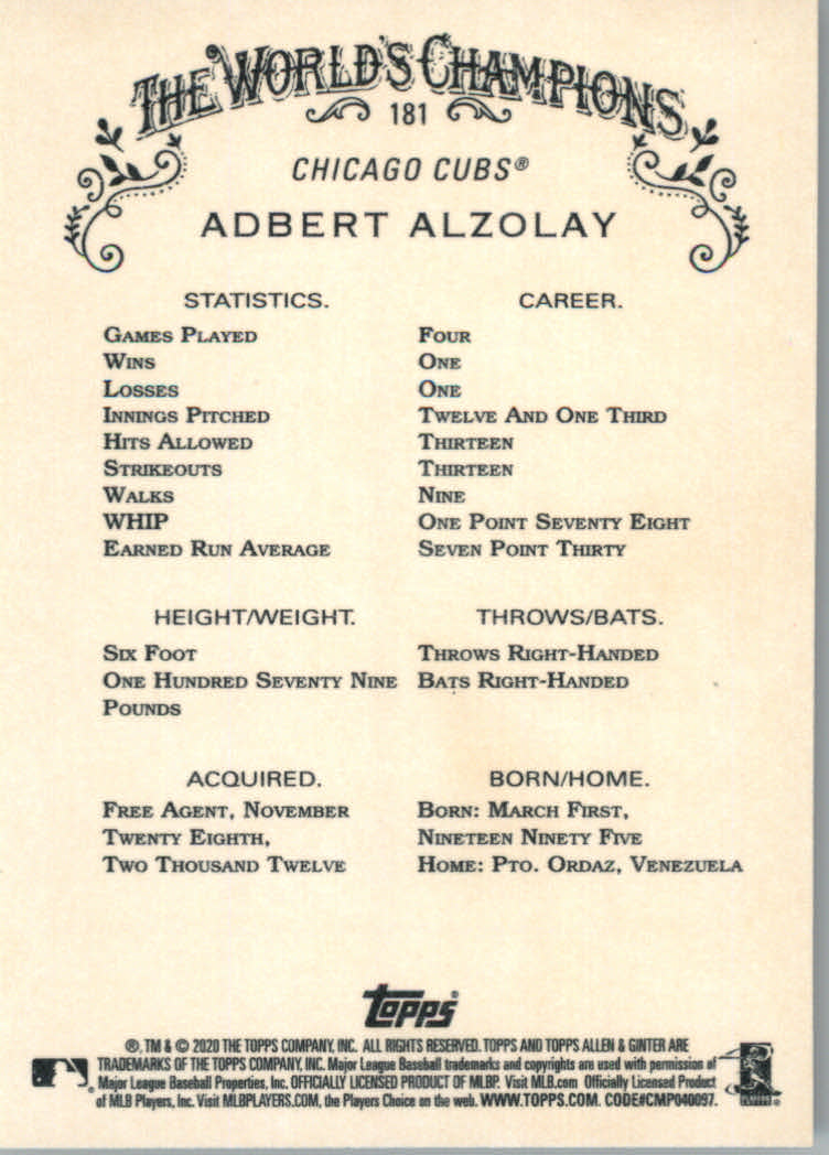 2020 Allen and Ginter (Topps) Baseball "Main Set" Base Cards #1 to #250 - Picture 329 of 467