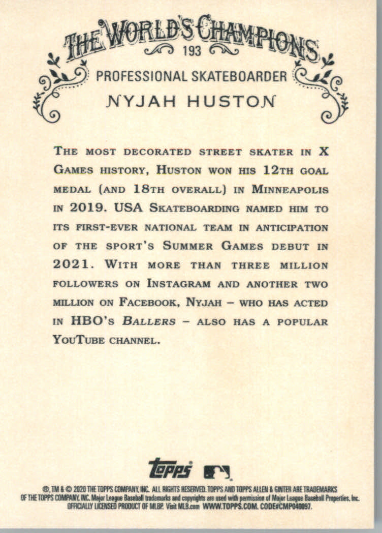 2020 Allen and Ginter (Topps) Baseball "Main Set" Base Cards #1 to #250 - Picture 353 of 467