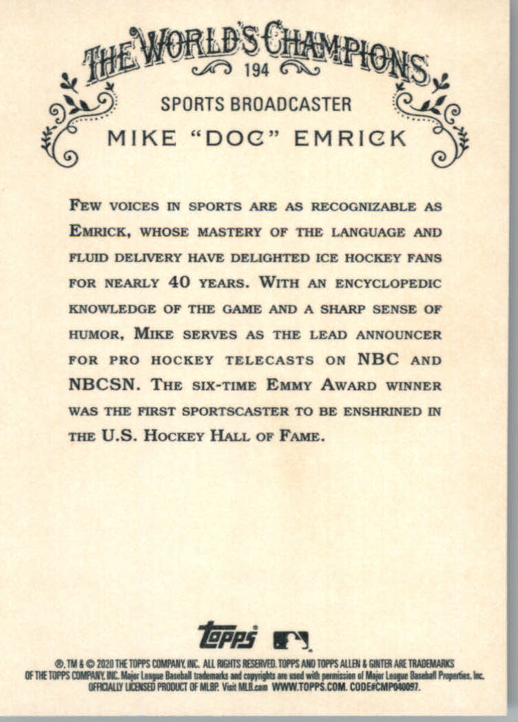 2020 Allen and Ginter (Topps) Baseball "Main Set" Base Cards #1 to #250 - Picture 355 of 467