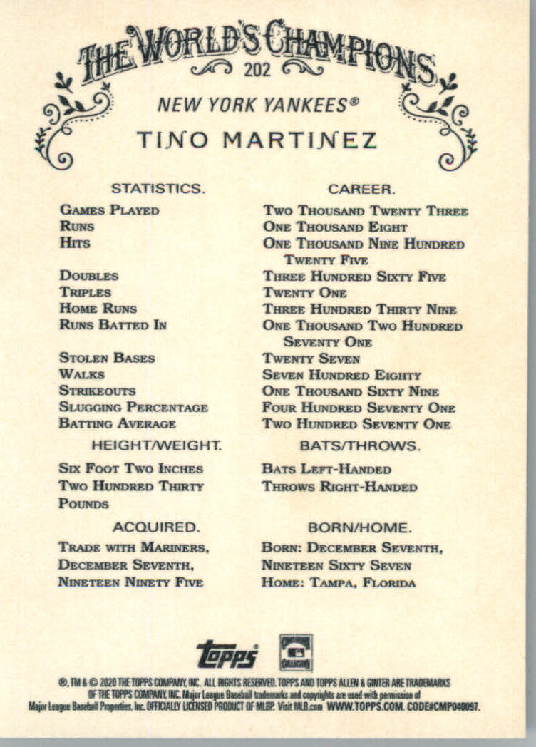 2020 Allen and Ginter (Topps) Baseball "Main Set" Base Cards #1 to #250 - Picture 371 of 467