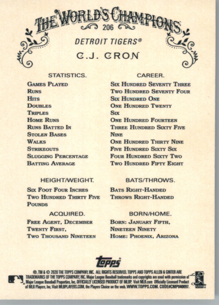 2020 Allen and Ginter (Topps) Baseball "Main Set" Base Cards #1 to #250 - Picture 379 of 467