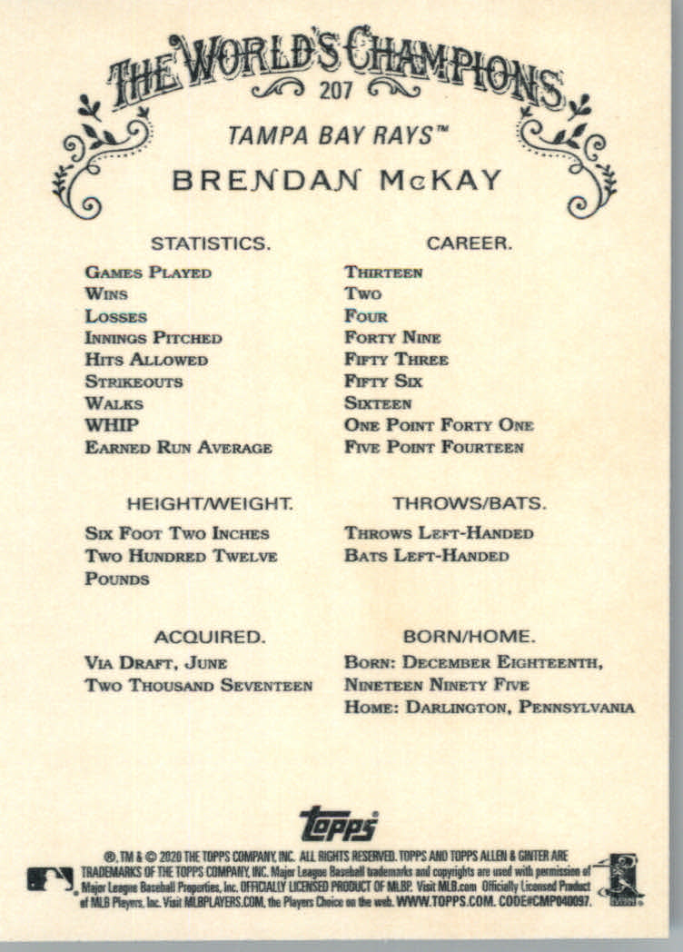 2020 Allen and Ginter (Topps) Baseball "Main Set" Base Cards #1 to #250 - Picture 381 of 467