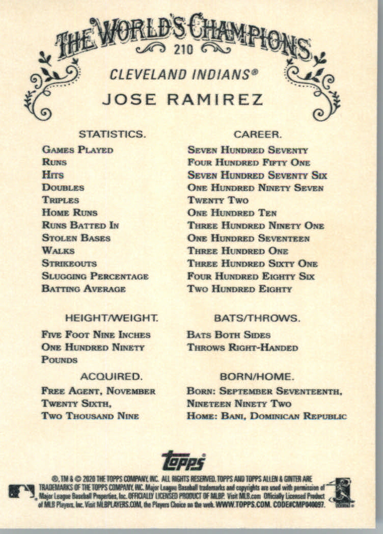 2020 Allen and Ginter (Topps) Baseball "Main Set" Base Cards #1 to #250 - Picture 387 of 467