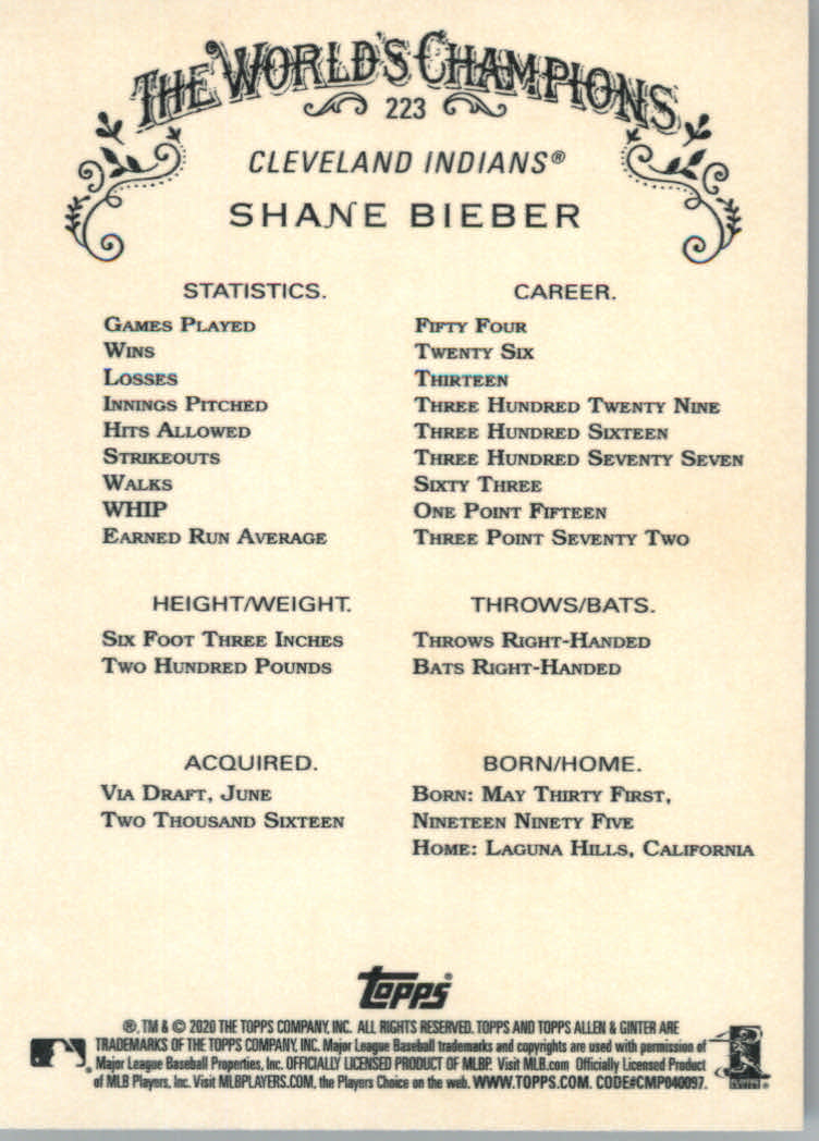 2020 Allen and Ginter (Topps) Baseball "Main Set" Base Cards #1 to #250 - Picture 413 of 467