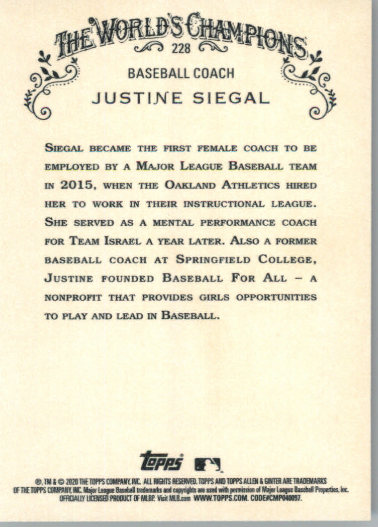 2020 Allen and Ginter (Topps) Baseball "Main Set" Base Cards #1 to #250 - Picture 423 of 467