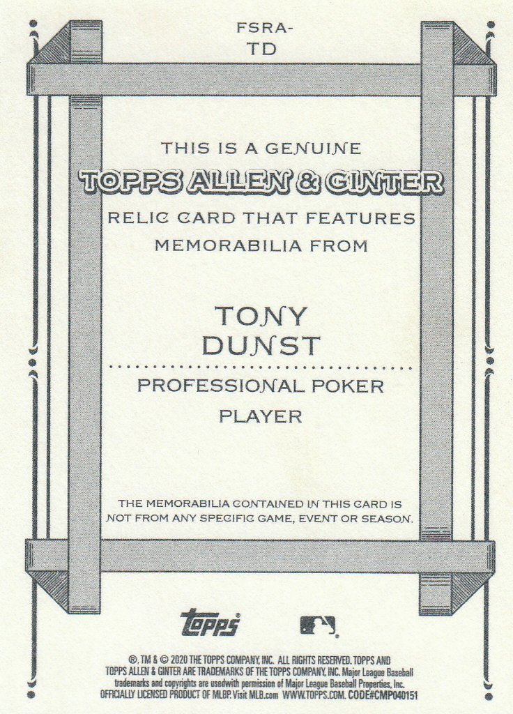 2020 Allen and Ginter (Topps) Baseball "Relics" Insert Cards - Picture 17 of 25