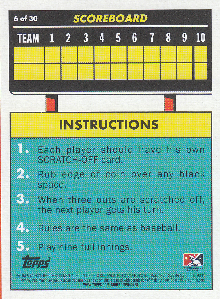 2020 Topps Heritage Minors Baseball "'71 Scratch Off" Insert Cards - Picture 5 of 15