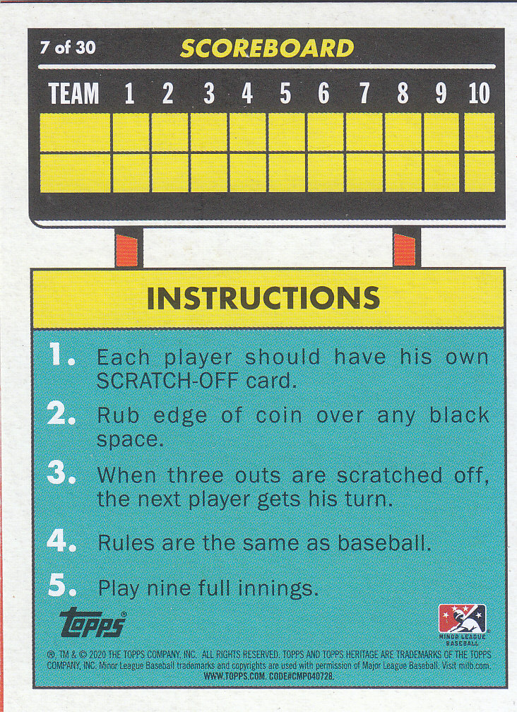 2020 Topps Heritage Minors Baseball "'71 Scratch Off" Insert Cards - Picture 7 of 15