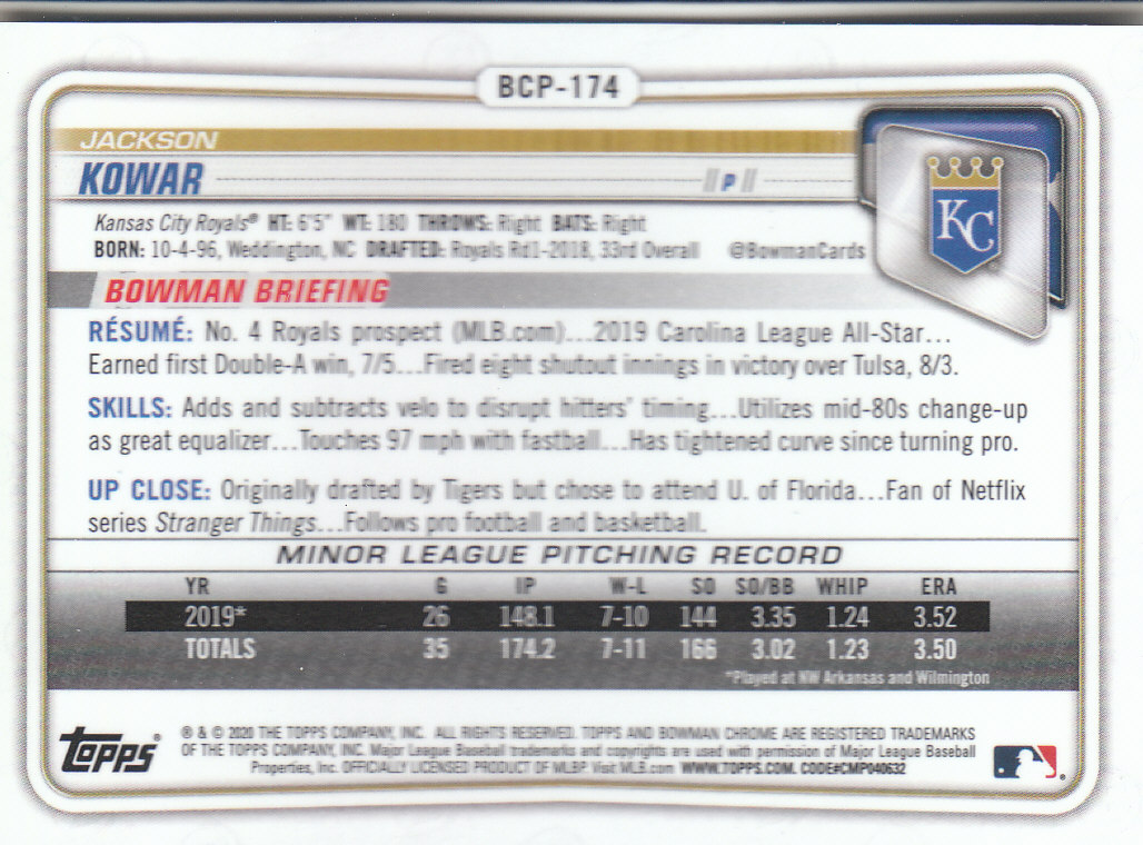2020 Bowman Chrome Baseball "Refractors" Prospects Parallel Cards - Picture 35 of 73