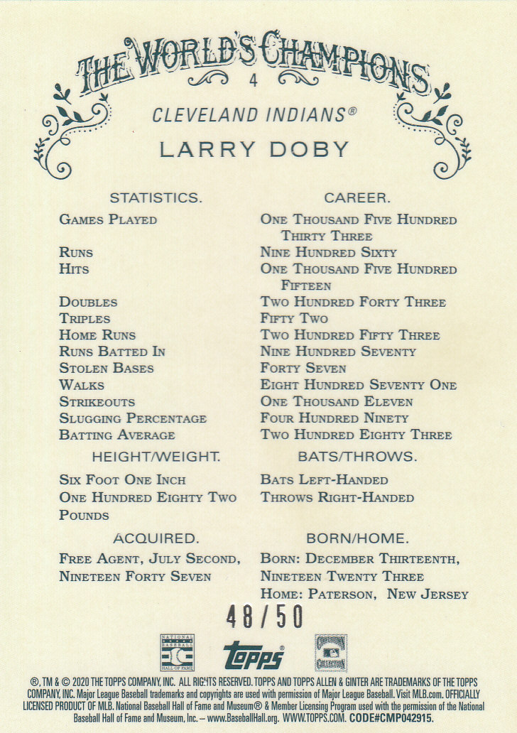 2020 Allen and Ginter Chrome (Topps) Baseball "Refractors" Parallel Cards - Bild 109 von 109