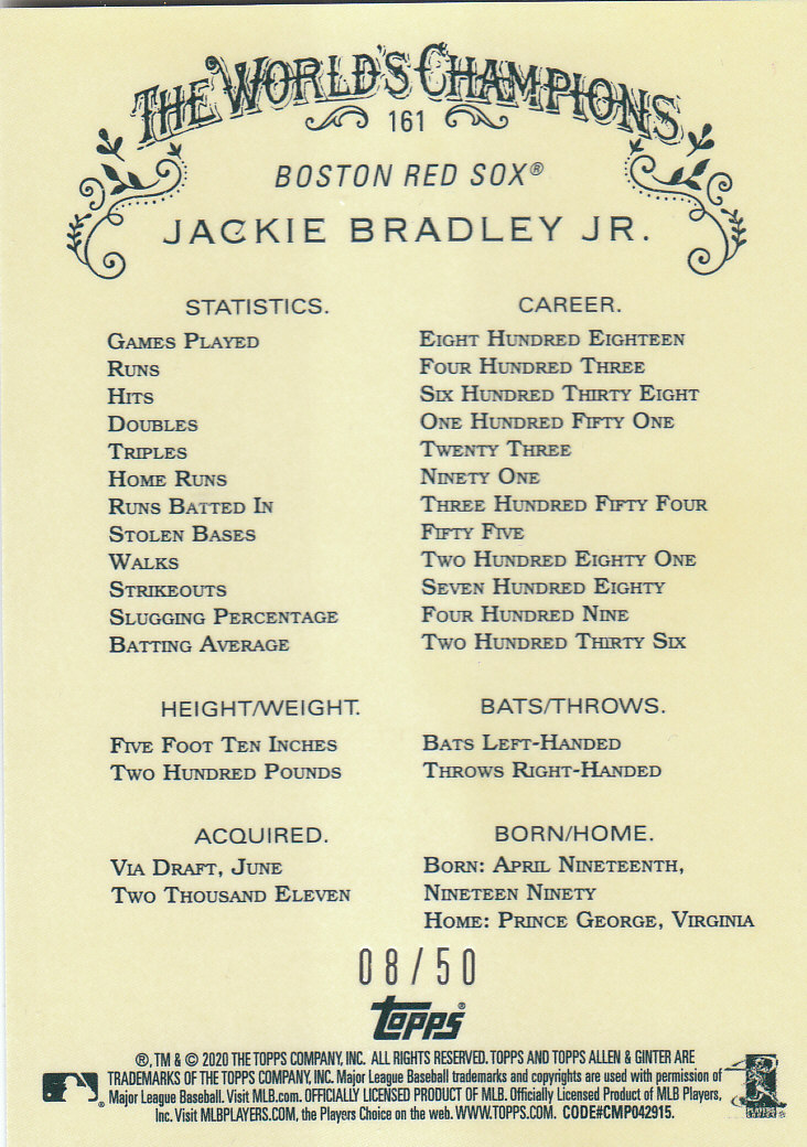 2020 Allen and Ginter Chrome (Topps) Baseball "Refractors" Parallel Cards - Bild 101 von 109