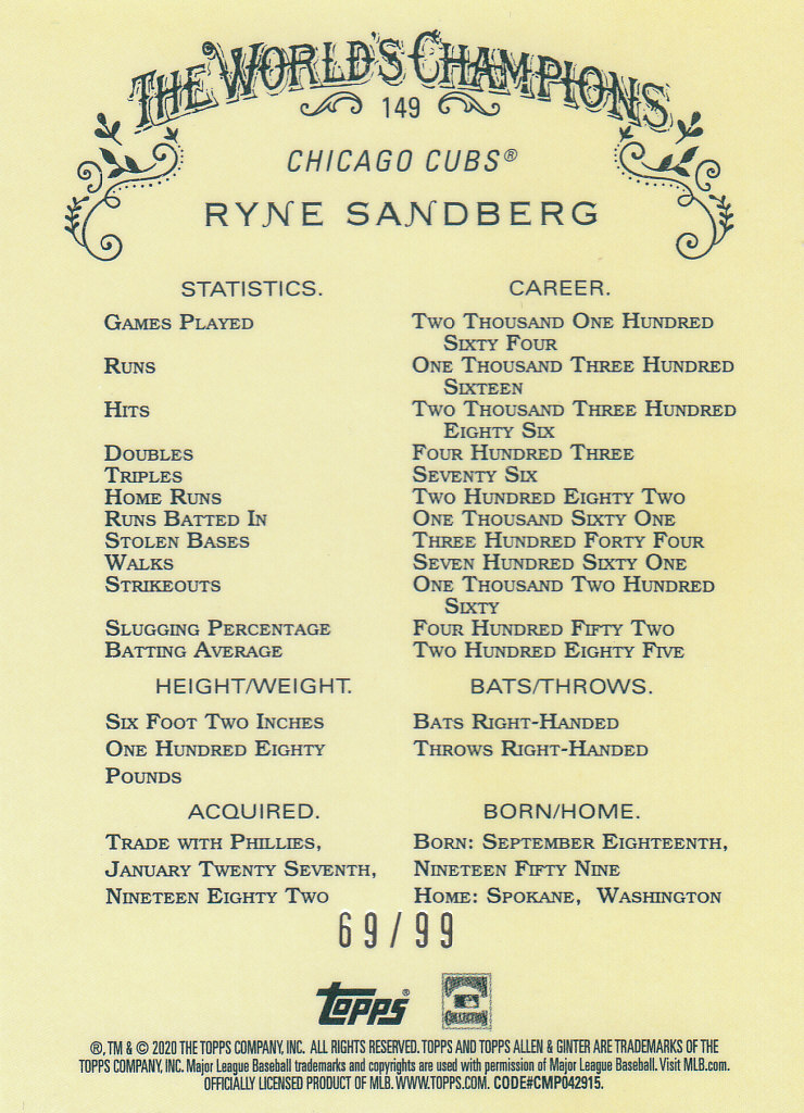 2020 Allen and Ginter Chrome (Topps) Baseball "Refractors" Parallel Cards - Bild 89 von 109