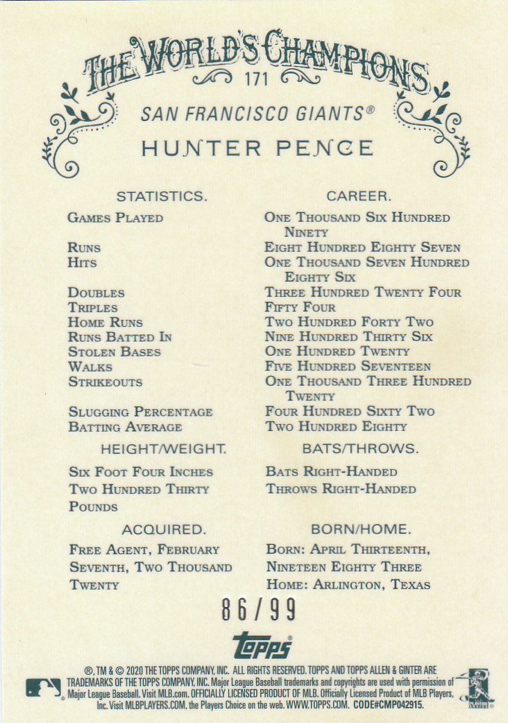 2020 Allen and Ginter Chrome (Topps) Baseball "Refractors" Parallel Cards - Bild 85 von 109