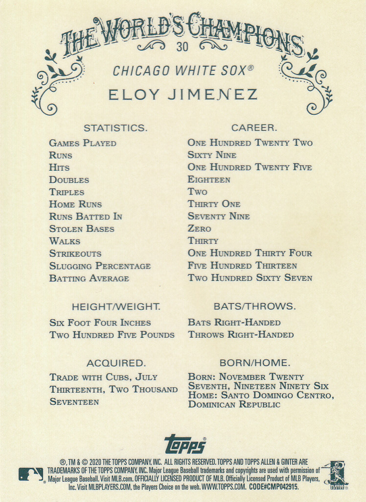 2020 Allen and Ginter Chrome (Topps) Baseball "Refractors" Parallel Cards - Bild 59 von 109