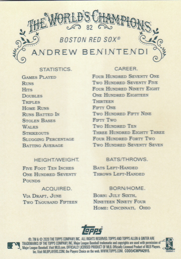 2020 Allen and Ginter Chrome (Topps) Baseball "Refractors" Parallel Cards - Bild 51 von 109